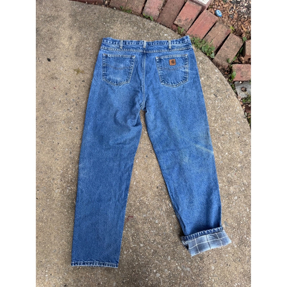 Carhartt B21 DST Flannel Lined Relaxed Fit Work Jeans Blue Denim 38x34